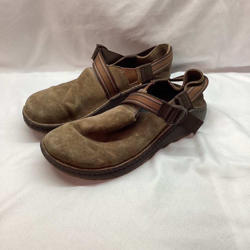 Chaco Mens Suede Slip On Shoes Brown Adjustable Strap Size 11.5 Low Top Clogs